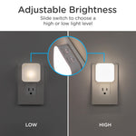 Lights by Night Dimmable LED Night Light, Plug-in, Dusk to Dawn Sensor, Adjustable, Compact, 4 Settings, Ambient Lighting, for Kids or Adults, Bedroom, Bathroom, Nursery, Hallway, 2 Pack, 82179