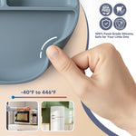 WiLLBEttER Suction Plates for Babies & Toddlers, 100% Silicone Divided Plates 2-Pack, Non-Slip Dishwasher & Microwave Safe Baby Feeding Essentials