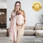 Ring Sling Baby Carrier - USA Lab Tested, 100% Natural Cotton Muslin, Breathable & Ergonomic Ring Sling Sunset Rose