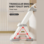 PandaEar Toilet Potty Training Seat with Step Stool Ladder, Comfortable Safe Potty Seat with Anti-Slip Pads Ladder & Bear Design for Kids Boys Toddlers -Grey