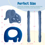 Mummentos Silicone Baby Teething Toys, Soft Teether Set for Sore Gums, BPA Free Chew Toys for Infants 3+ Months, Textured Teething Relief, Easy Grip Design (Dark Blue)