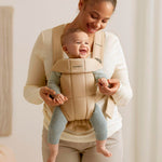 BabyBjörn Baby Carrier Mini, Beige, Woven | Newborn Carrier (7-25 lbs), Ergonomic, Easy-to-Use