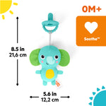 Bright Starts SootheMate Plush Elephant Teether Toy with Detachable Silicone Teether, Unisex, Newborns & Up