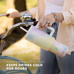 Simple Modern 40 oz Trek Tumbler with Handle and Straw Lid | Cup Holder Friendly Insulated Stainless Steel Travel Mug | Almond Birch