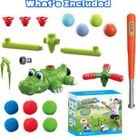 4-in-1 Kids Sprinkler Baseball & Water Ball Toy, Sprinkler with 3 Jets, 4 Baseballs & 6 Reusable Water Balls, Outdoor Summer Toys for Boys Girls Outside Yard Water Game Toys for Kids Ages 3-8
