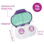 b.box Snack Box - Leakproof Mini Bento Box for Kids & Toddlers, 2 Compartment Snack Containers for Kids, Lunch Containers, Dishwasher Safe, BPA Free, PFAS Free, Ages 4m+, 1 3/4 Cup - Lilac Pop
