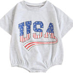 Twopumpkin 4th of July Baby Boy Girl Outfit Newborn Toddler Bubble Romper Retro Fourth Of July Clothes