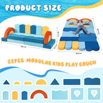 Erament 22Pcs Modular Kids Play Couch for Toddler - Kids Sofa Bed for Playroom, Convertible Furniture Ocean Theme Modular Sofa Building Fort for Inspiring Creativity