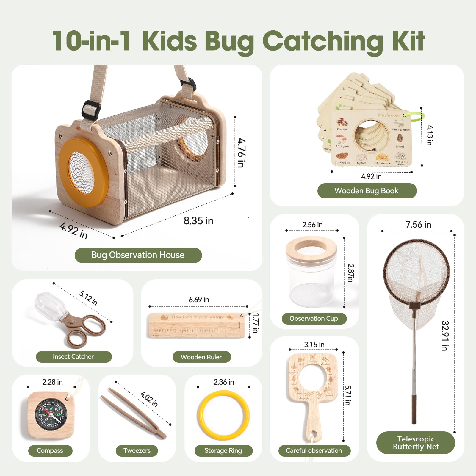 Wooden Bug Catcher Kit for Kids 3-8, 10PCS - Bug Collecting Kits ...