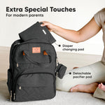 KeaBabies Diaper Bag Backpack - Large Baby Diaper Bag with Changing Pad, Baby Boy, Girl, Travel Backpack for Mom and Dad, Waterproof, Multi Function Durable (Charcoal)