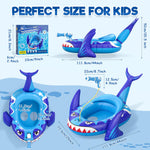 Shark Kids Pool Floats with Water Gun, Toddler Inflatable Pool Toys Gift for Kids 3-8 Years Old, Summer Outdoor Water, Beach, Swimming Pool Toys for Boys and Girls
