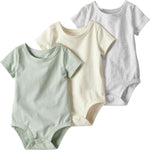 little planet by carter's Baby 3-Pack Short Sleeve Bodysuits made with Organic Cotton, Mint, Sweet Cream, Gray Heather, 6M