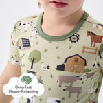 pureborn Toddler Viscose from Bamboo Pajamas Set Pjs - Little Boy Short Sleeve Snug Fit Soft Sleepwear 2pcs Farm 3T