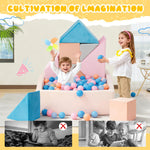 Jadoxy Modular Kids Play Couch Furniture with Ball Pit Toddlers Couch Inspiring Child Creativity Children Building Fort Foam Sofa for Playroom Bedroom,Pink