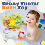 Sizobi Baby Bath Toys, Rechargeable Turtle Bath Toy Sprinkler for Toddler with 5 Rings, Bathtub Fountain Spray Toy,Pool Water Bath Toys for Kids Ages 1-3 Boys Easter Basket Stuffers Birthday Gifts