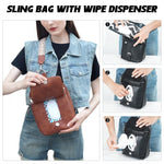 2 in 1 Crossbody Bags for Women Men Sling Backpack Purse Faux Leather Cross Body Bag for Woman with 2 Deletable Straps and Wipes Pouch Large Front Chest Shoulder Purses Diaper Bag Fanny Pack Brown