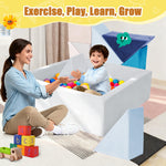 Tangram Puzzles modular kids play couch building fort, Children explorer sofa with Ball Pit, Kids playroom convertible furniture for Inspiring Child Creativity, Made entirely of sponge (Blue Series)