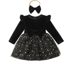 Kucnuzki Baby Girl Clothes 6 9 12 Months Girl Winter Clothes Birthday Tutu Dress Long Sleeve Black Sequin Formal Holiday Party Fairy Dress Baby Outfit
