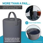 L.A. Baby Magic Diaper Pail - Patented 100% Odor-Free System with Child-Safe Lock - Award-Winning Design - No Refills Required - Works with Regular Trash Bags - Gray