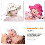 Baby Girl Sun Hat with UPF 50+ Outdoor Adjustable Beach Hat with Wide Brim Bucket Hats (12-24 Months, Pink & White -2pcs)