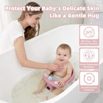 Baby Bath Seat for Babies 6 Months & up with Thermometer, Non-Slip Toddler Bath Seats for Sitting Up, Safe Infant & Newborn Bathtub Chair with 4 Suction Cups, Soft Cushion & Temperature Display, Pink