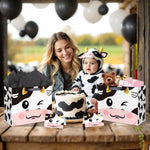Innovoscape Cow Gift Bag for Kids Boys Girls Baby Shower Cow Print Birthday Gift Bag with Wrapping Paper Card Large Farm Animal Gifts Bag for Baby Shower Birthday Decorations Party Favors Supplies