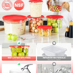 6QT NSF Food Storage Containers: 8 PCS [Food Grade][Hot&Cold Resistant] Commercial Clear Round Food Storage Containers with Scales Handles for Home Restaurant Kitchen Proof Dough(BPA FREE N)