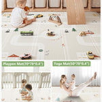 BG-BABYGO Baby Play Mat 50"*78" Foldable Foam Baby Play Mat for Floor Reversible Waterproof Playmats for Babies Boy and Toddlers Infants Edge Reinforcement Crawling Mat for Indoor&Outdoor&Travel