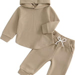 Thorn Tree Infant Baby Boys Pants Set Hooded Solid Sweatshirt Top Pocket Elastic Waist Pants 2Pcs Outfits Fall Winter Suit