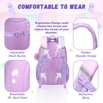 PIG PIG GIRL Kids Backpack for Girls - School Bags for Middle School Students - Book Bag for Elementary Primary - Kawaii Ita Backpack - Purple