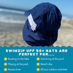SwimZip Sun Hat with Neck Flap | UPF 50+ Protection for Baby, Toddler, and Kids Navy