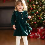 Kucnuzki 2T 3T Girl Clothes Toddler Girl Christmas Dress Kids Clothes Green Casual Long Sleeve Button Up Dress Fall Winter Baby Outfit with Cute Crossbody Bag