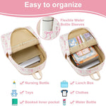 LOIDOU Backpack for Girls School Backpacks Bookbags for Elementary Middle School Women Laptop Backpacks (Bow tie Beige, L-17)