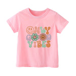 Only Good Vibes Retro Kids Toddler Baby Girls Short Sleeve T-Shirt Top(Good Vibes,2T)