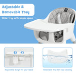 BABY JOY High Chair, 5 in 1 Convertible Highchair for Babies & Toddlers | Booster Seat | Table and Chair Set | Infant Feeding Chair with Removable Tray, Safety Harness, Removable Cushion (Gray)