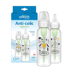 Dr. Brown's Natural Flow Anti-Colic Options+ Narrow Baby Bottle, Squirrel & Goat, 8 oz/250 mL, with Level 1 Slow Flow Nipple, BPA Free, 0m+, 2-Pack