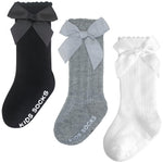 Boonbery Baby Knee High Socks Girl Non Slip Toddler Stockings Cotton Bow Ruffle Newborn Long Socks Infant Dress Sock 0-6M/6-12M/1-3Y