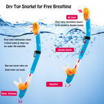 Kids Snorkeling Gear Dry Snorkel HHAO Sport Kids Snorkel Set Junior Anti Fog 180° Panoramic View, Swim Goggles with Nose Cover Scuba Diving Mask for Boys Girls, 4-15 Yrs Old