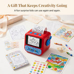 NeuroBuddie AI Sticker Box Printer for Kids, Voice-to-Sticker, Magic Thermal Sticker Maker with Display, Inkless Portable Mini Printer for Coloring Creative DIY Fun, 6 Rolls Paper Included