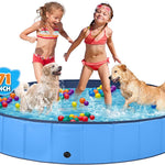 Jecoo Dog Pool for Large Dogs Kiddie Pool Hard Plastic Foldable Dog Bathing Tub Portable Outside Kids Swimming for Pets and Dogs Outdoor Backyard