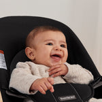 BabyBjörn Bouncer Balance Soft, Cotton, Black/Dark Gray | 2-in-1 Adjustable Baby Bouncer Seat and Toddler Chair, Newborn to Toddler (8-29 lbs), 4 Positions, Lightweight & Portable