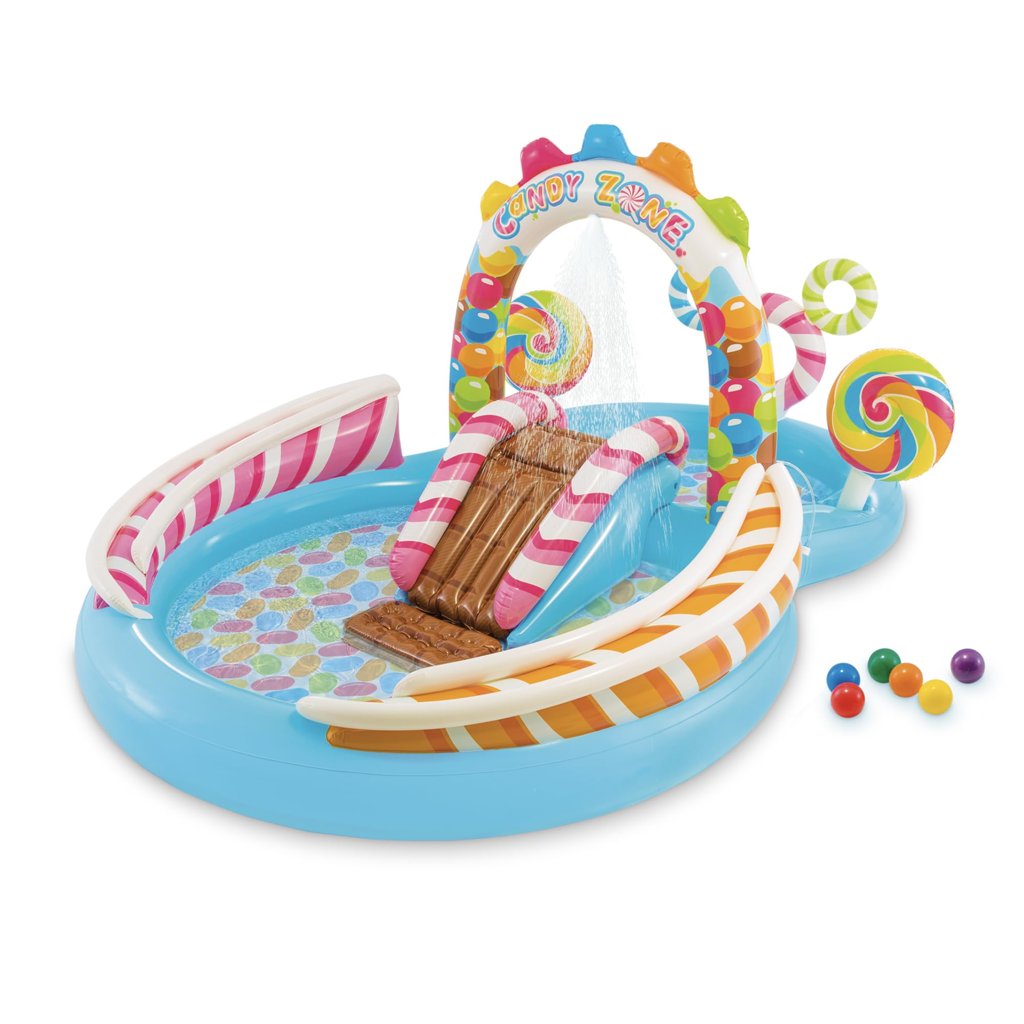 Intex 96" x 78" x 28" Inflatable Jungle Adventure Play Center Spray Kiddie Pool - Backyard Kids Water Slide, Outdoor Blow-Up Splash Pad for Toddlers