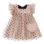 Kucnuzki Baby Girl Dress 12 18 Months Girl Clothes Summer Baby Travel Outfit A Line Toddler Tutu Polka Dot Fancy Swing Dress Ruffle Sleeve 2-Piece Kid Clothes