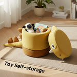 DAYAOUTDOOR Kid Desk Chairs, Toddler Chair, Kid Furniture with Storage Ottoman, Dinosaur Storage Chair, Children Cute Desk Chair, Small Multi-Purpose Footstool for Playroom & Bedroom, Yelllow