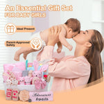 30-Piece Baby Girl Shower Gift Basket Set - Newborn Essentials, Large Pink Gift Basket With Rattle, Swaddle, Diaper Caddy Organizer