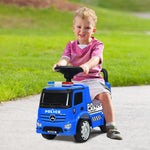 Costzon Ride On Push Car for Toddlers, Licensed Mercedes Benz Sliding Car w/Steering Wheel, Horn, Headlights, Under Seat Storage, Foot-to-Floor Riding Toy for Boy Girl 18-36 Months (Police Car, Blue)