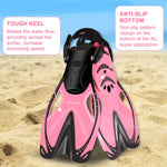 Supertrip Kids Snorkel Fins, Swim Fins for Lap Swimming, Adjustable Short Flippers, Travel Size Diving Fins Scuba Fins, Snorkeling Gear for Kids Boys Girls Age 6-14