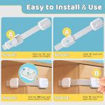 4our Kiddies Child Proof Cabinet Locks for Baby Proofing, 14 Pack Baby Proof Drawer Locks for Kids, Child Safety, Adjustable Child Locks for Cabinet and Drawers with 12 Extra 3M Adhesives, No Drilling