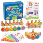 KDSFT Alphabet Number Stamps for Kids, Wooden ABC Spelling Letter Stampers Set with Flashcard Mathematics Learning Number Stampers Arts & Crafts Supplies, Montessori Toy Gifts for 3 4 5 Year Old