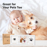 Inkless Baby Handprint and Footprint Kit for Newborn - Baby Footprint Kit, Newborn Keepsake Nursery Picture Frame, Dog Paw Print Maker, Personalized Gifts for New Mom, Mother's Day (White/Gold)